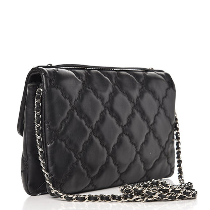 Chanel Calfskin Quilted Double Stitch Hamptons Clutch with Chain Black 3 of 11
