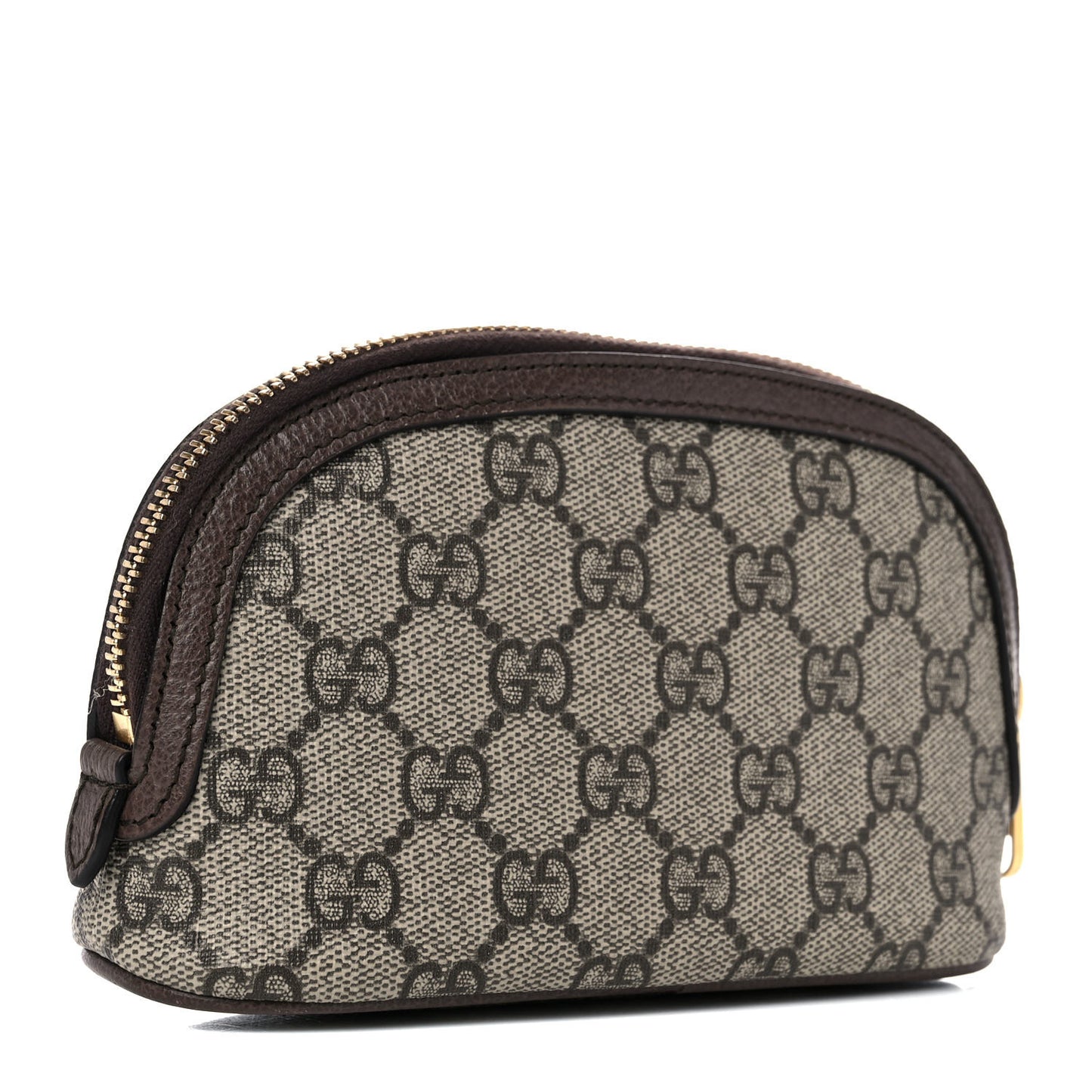 GG Supreme Monogram Textured Calfskin Web Medium Ophidia Cosmetic Case Beige Ebony New Acero