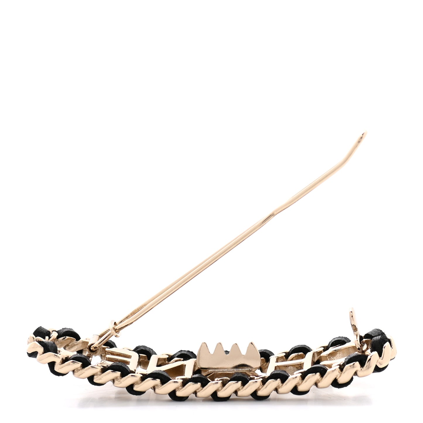 Metal Lambskin Vintage Allure Logo Hair Clip Black Gold