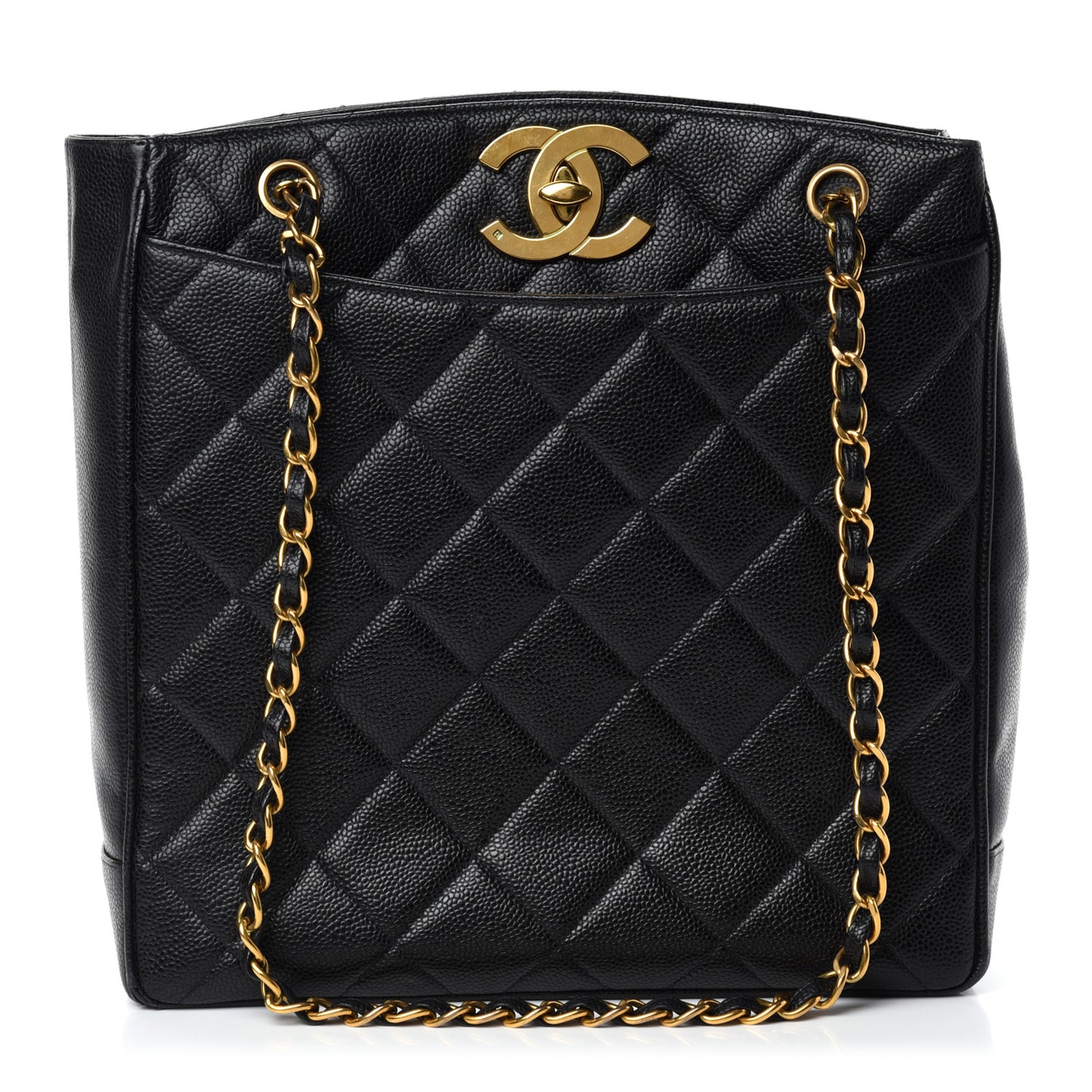 Caviar Quilted Shoulder Bag Black
