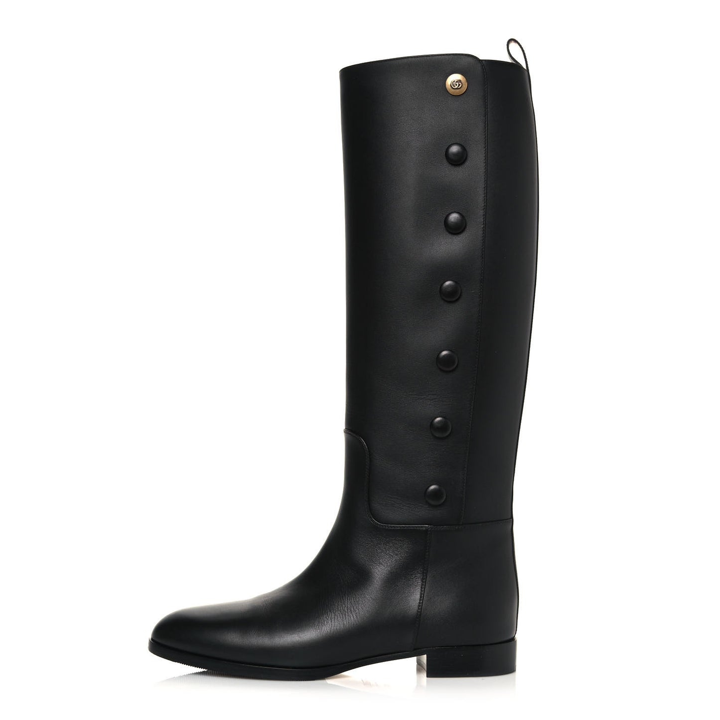 Calfskin Buttons Lifford Knee High Boots 38.5 Black