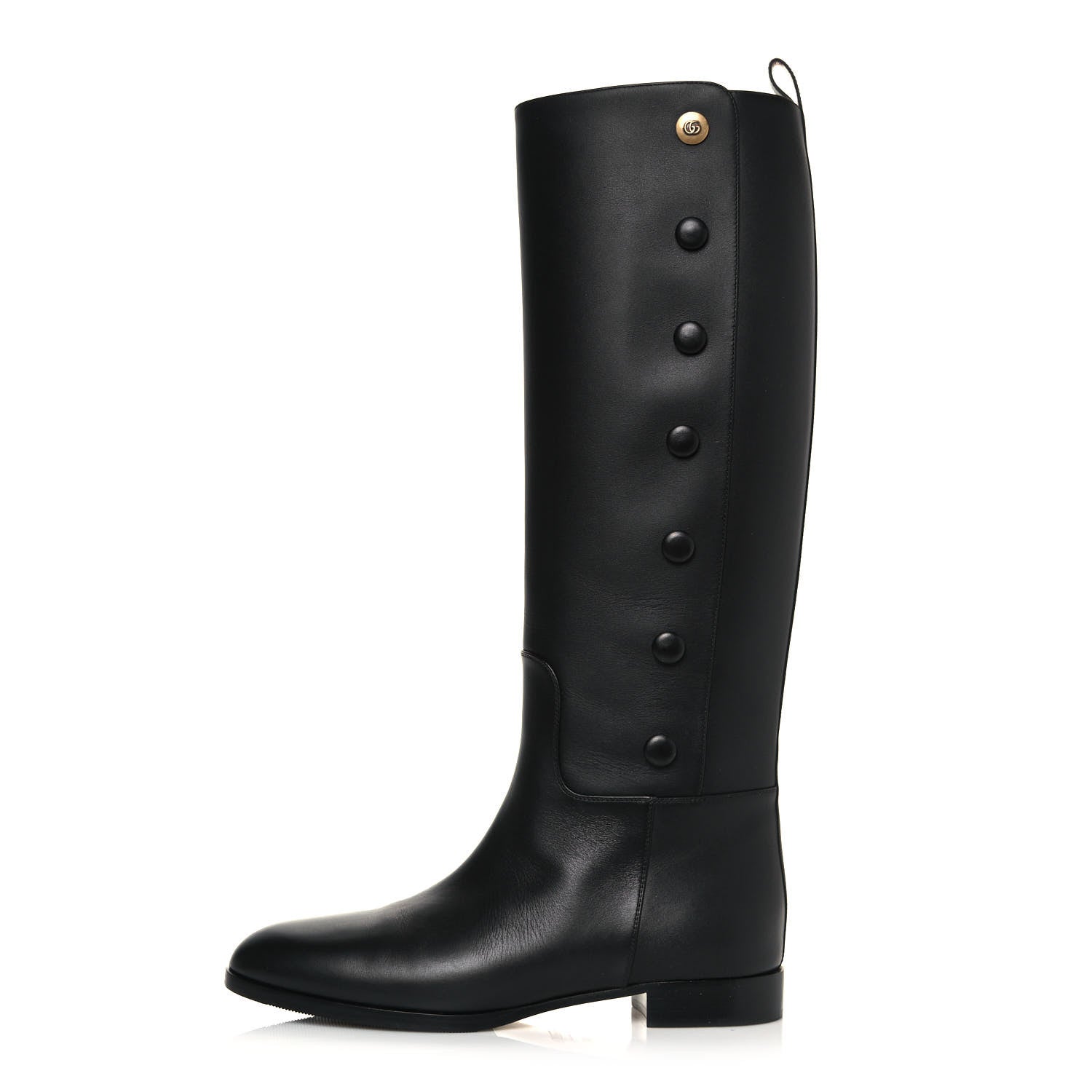 Gucci Calfskin Buttons Lifford Knee High Boots 38.5 Black 1 of 8