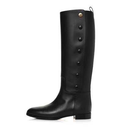 Gucci Calfskin Buttons Lifford Knee High Boots 38.5 Black 1 of 8