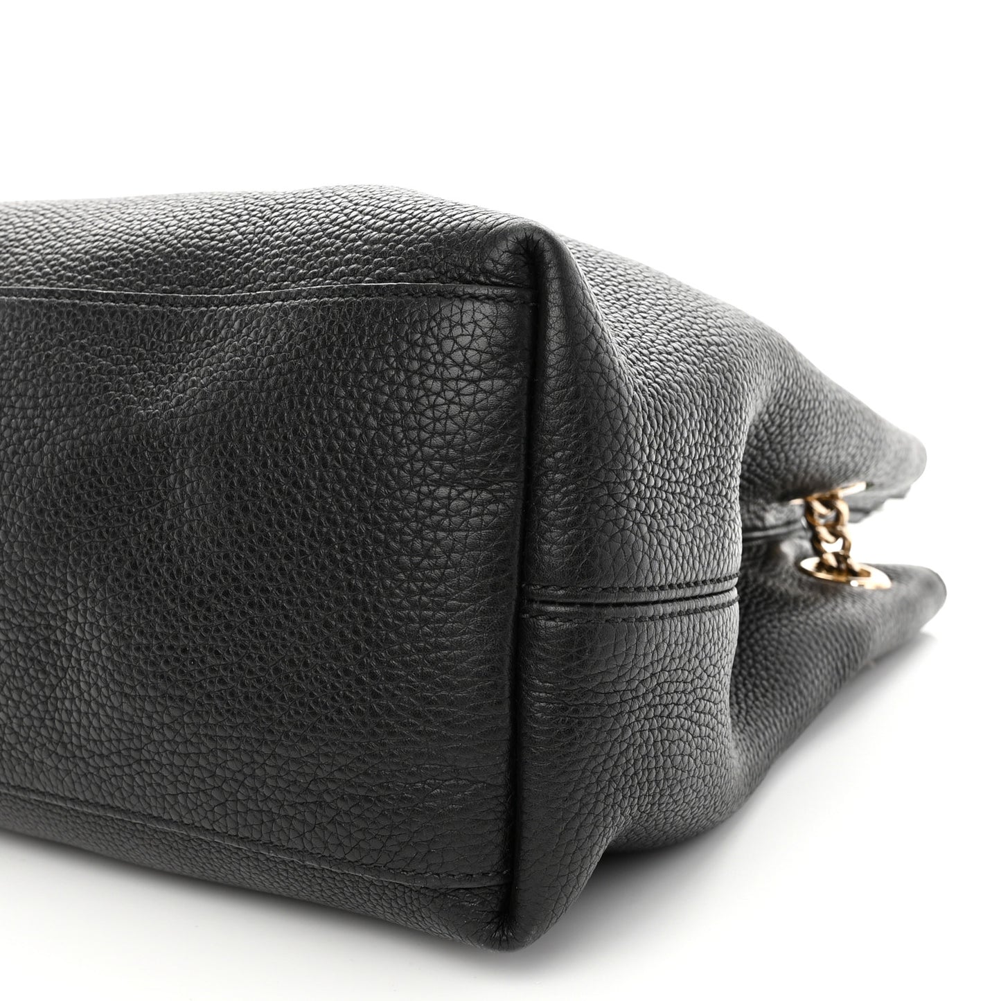 Pebbled Calfskin Medium Soho Chain Shoulder Bag Black