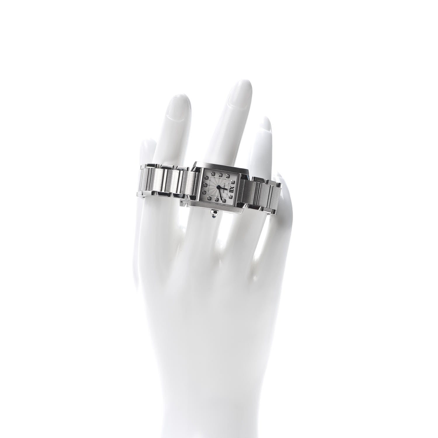 Cartier Stainless Steel Diamond 20mm Tank Francaise Quartz Watch 2 of 8