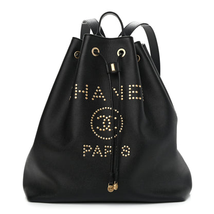 Chanel Caviar Deauville Drawstring Backpack Black 1 of 10