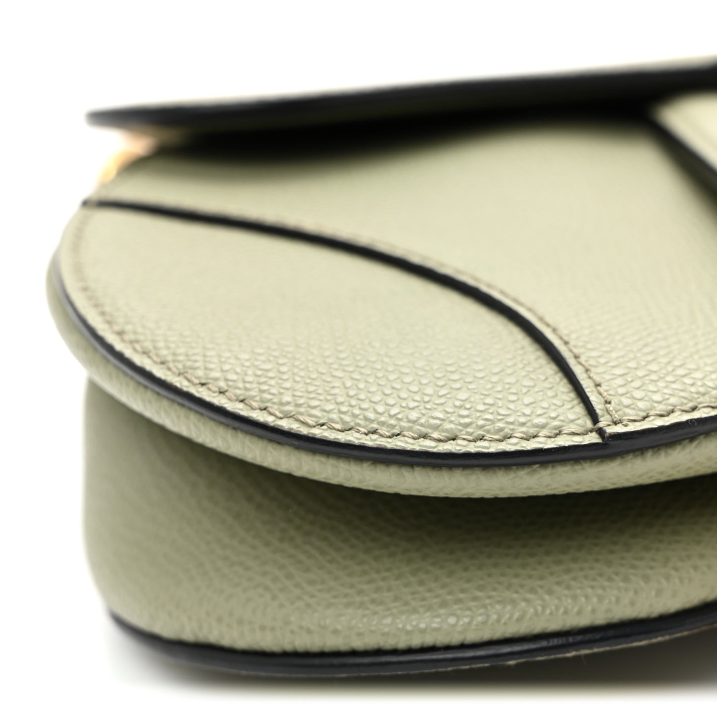 Grained Calfskin Mini Saddle Bag Sage Green