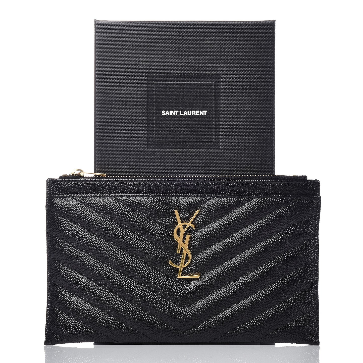Grain De Poudre Chevron Monogram Bill Pouch Black