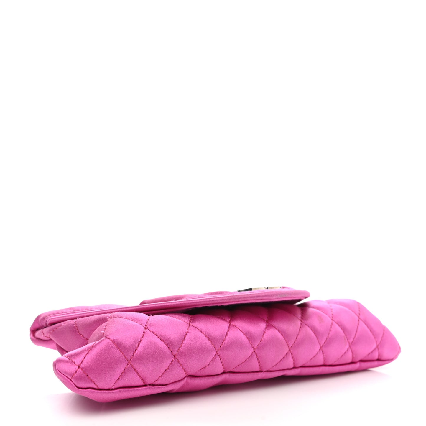 Satin Quilted Flap Clutch Fuchsia