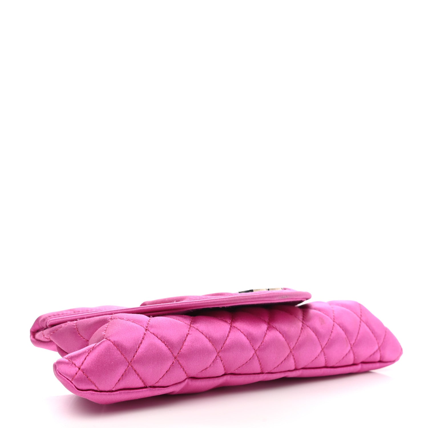 Chanel Satin Quilted Flap Clutch Fuchsia 5 of 10