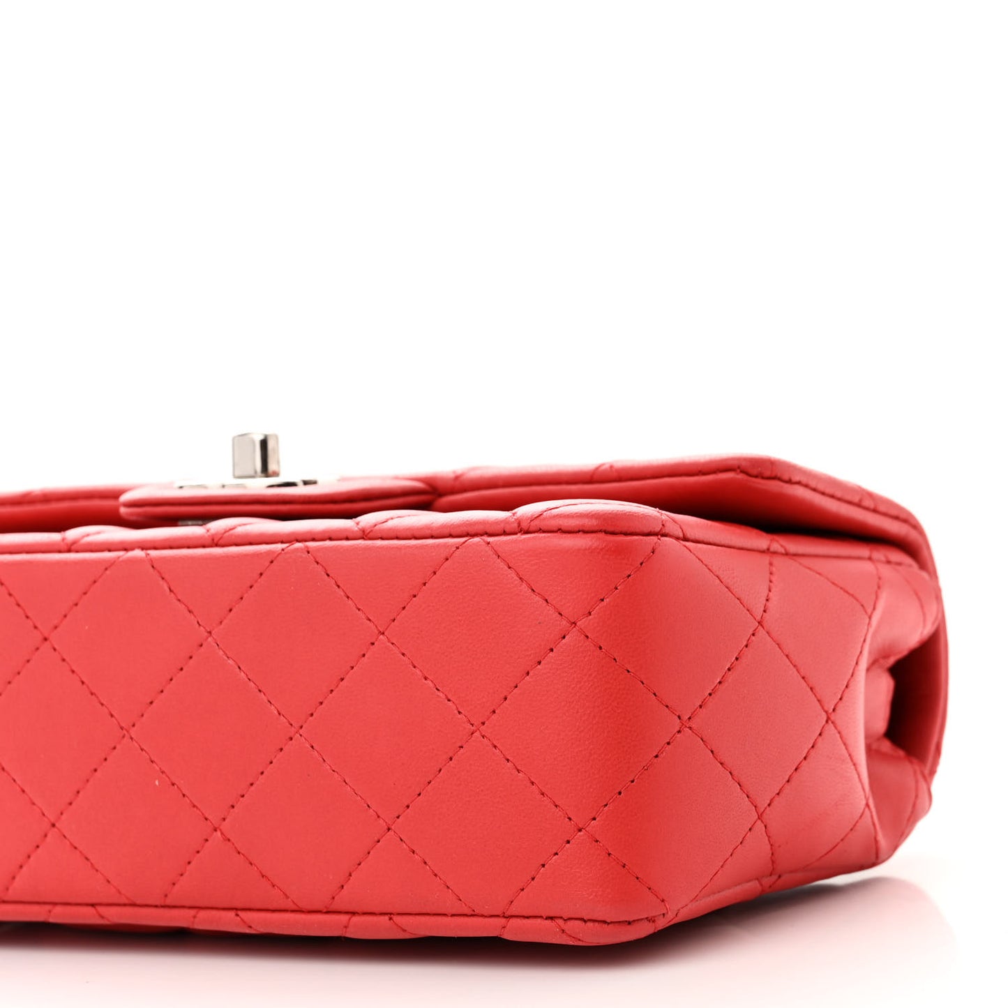 Lambskin Quilted Mini Rectangular Flap Red