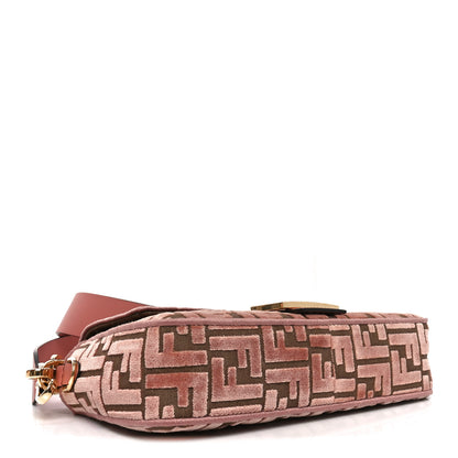 Fendi Velvet Jacquard Crystal FF Baguette Macaron 4 of 10
