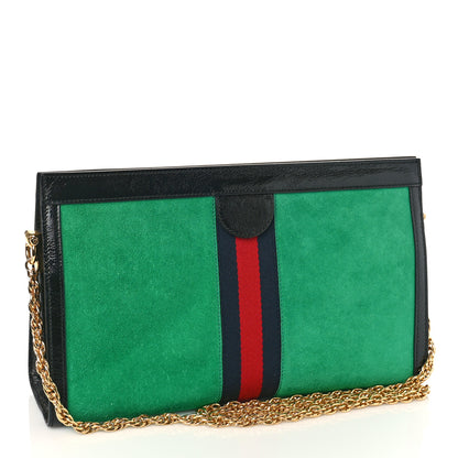 Gucci Suede Patent Web Medium Ophidia Chain Shoulder Bag New Shamarock Black 3 of 13