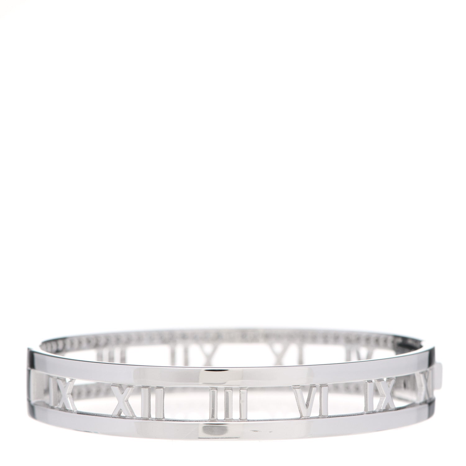 Tiffany 18K White Gold Diamond Atlas Open Hinged Bangle Bracelet 3 of 5