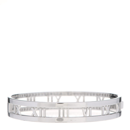 Tiffany 18K White Gold Diamond Atlas Open Hinged Bangle Bracelet 3 of 5