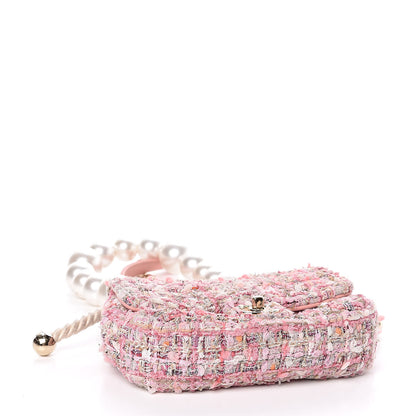 Chanel Tweed Mini Pearl Handle Flap Pink Beige Orange Ecru 4 of 10