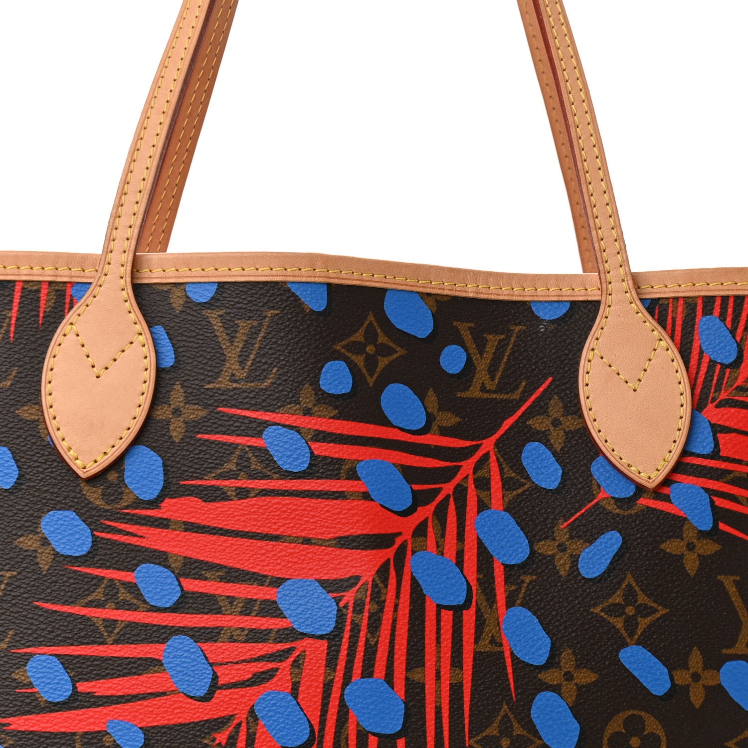 Louis Vuitton Monogram Jungle Dots Neo Neverfull MM Coquelicot Denim 9 of 11