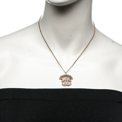 Chanel Pearl Crystal CC Necklace Pink Gold 2 of 4