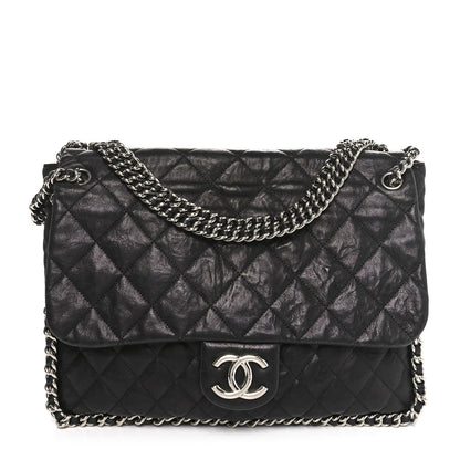 Chanel Washed Lambskin Quilted Maxi Chain Around Flap Black 1 of 10