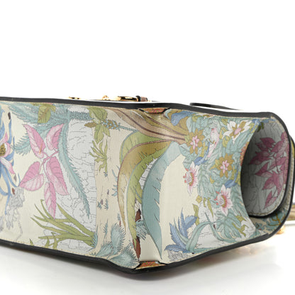 Gucci New Shangai Calfskin Tiger Savanah Mini Horsebit 1955 Foldover Top Handle Bag Chalky White Multicolor 11 of 11