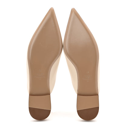 Valentino Garavani Calfskin Roman Stud Pointed Flat Mules 37 Light Ivory 6 of 9