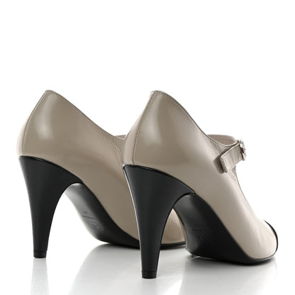 Chanel Shiny Goatskin Cap Toe Mary Jane Pumps 39 Grey Dark Grey 4 of 9