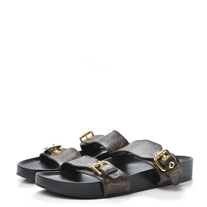 Louis Vuitton Monogram Bom Dia Mule Sandals 39 Black 3 of 8