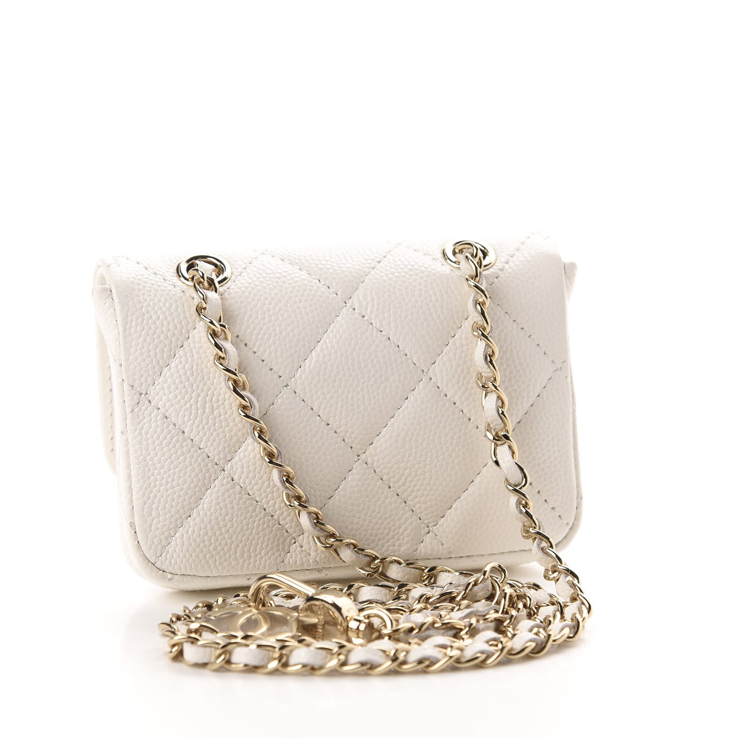 Chanel Caviar Quilted Flap Chain Waist Bag White 3 of 12