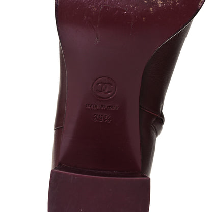 Chanel CC Ankle Boots 39.5 Burgundy 7 of 9