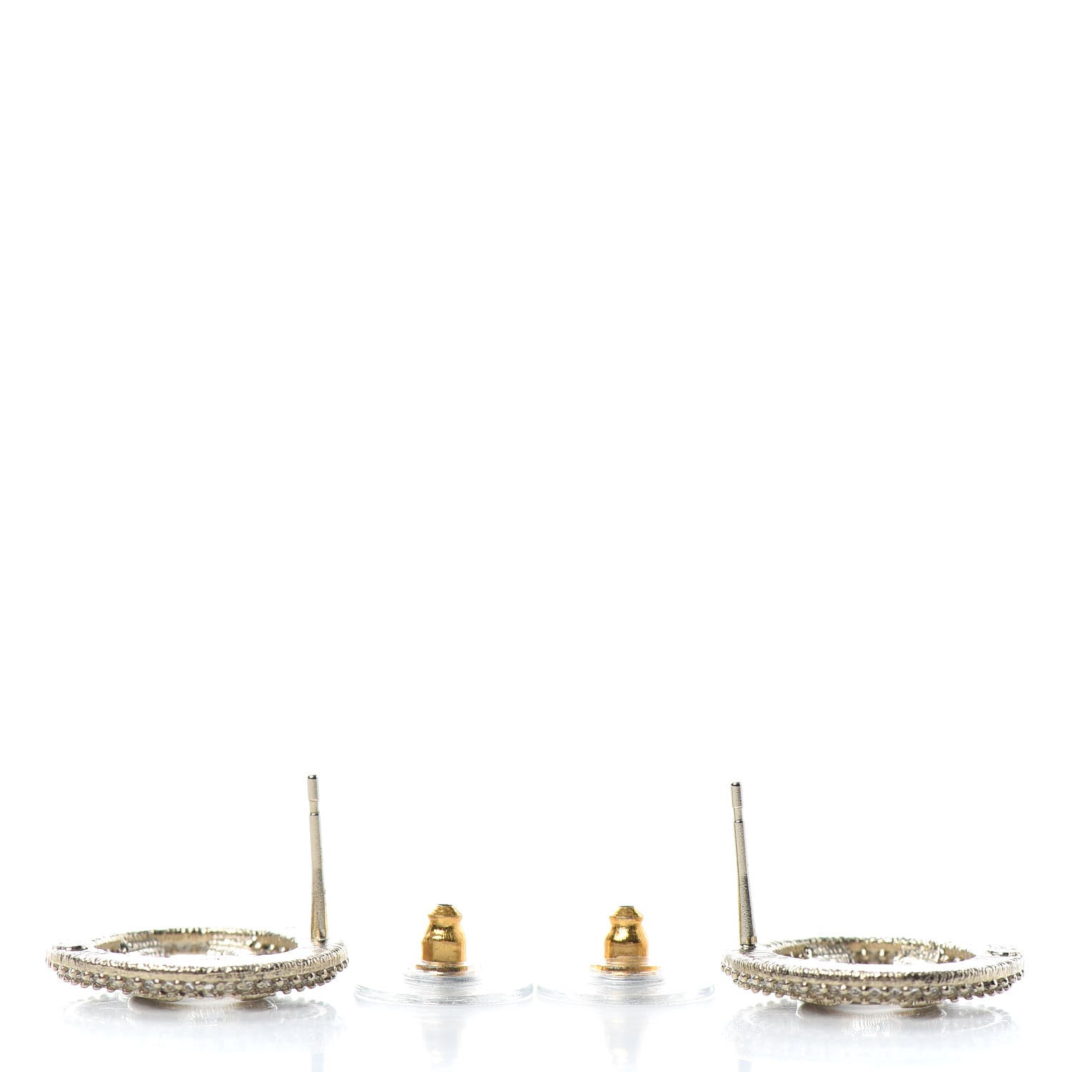Chanel Crystal CC Vendome Round Earrings Gold 3 of 4