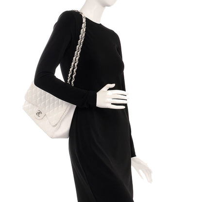 Chanel Caviar Quilted Jumbo Single Flap White 2 of 19