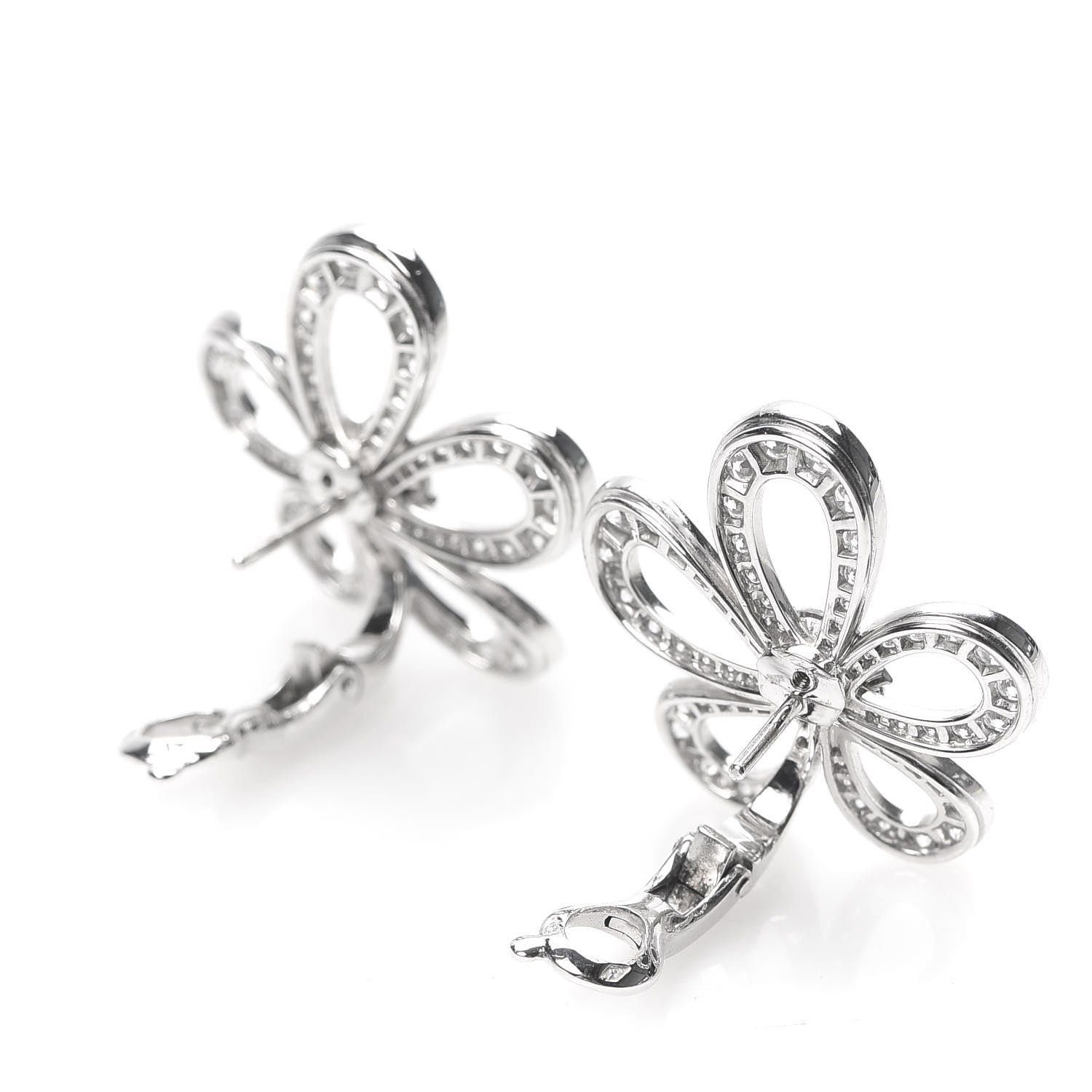 Van Cleef & Arpels 18K White Gold Diamond Flowerlace Earrings 3 of 6