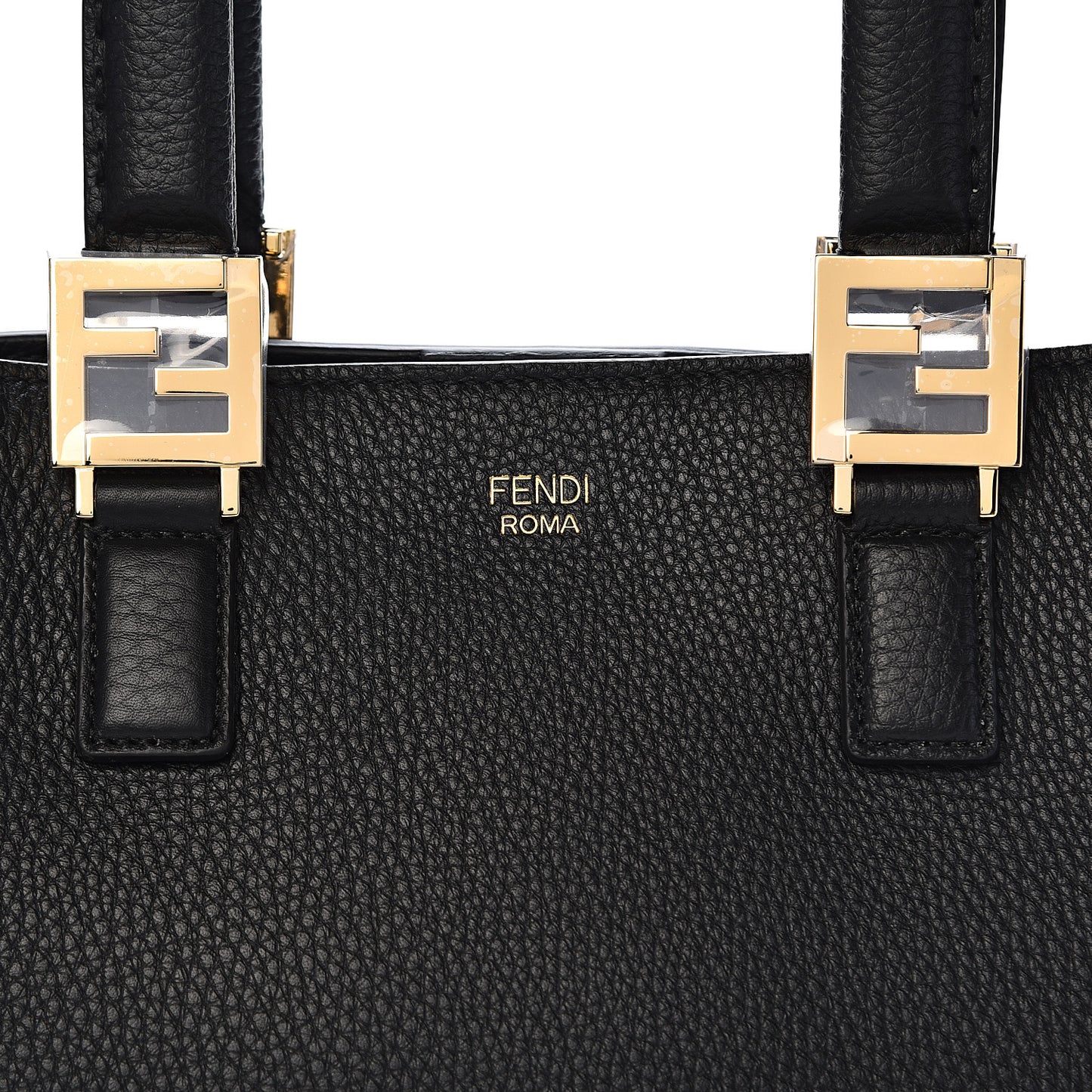 Cuoio Romano Selleria Medium FF Tote Black