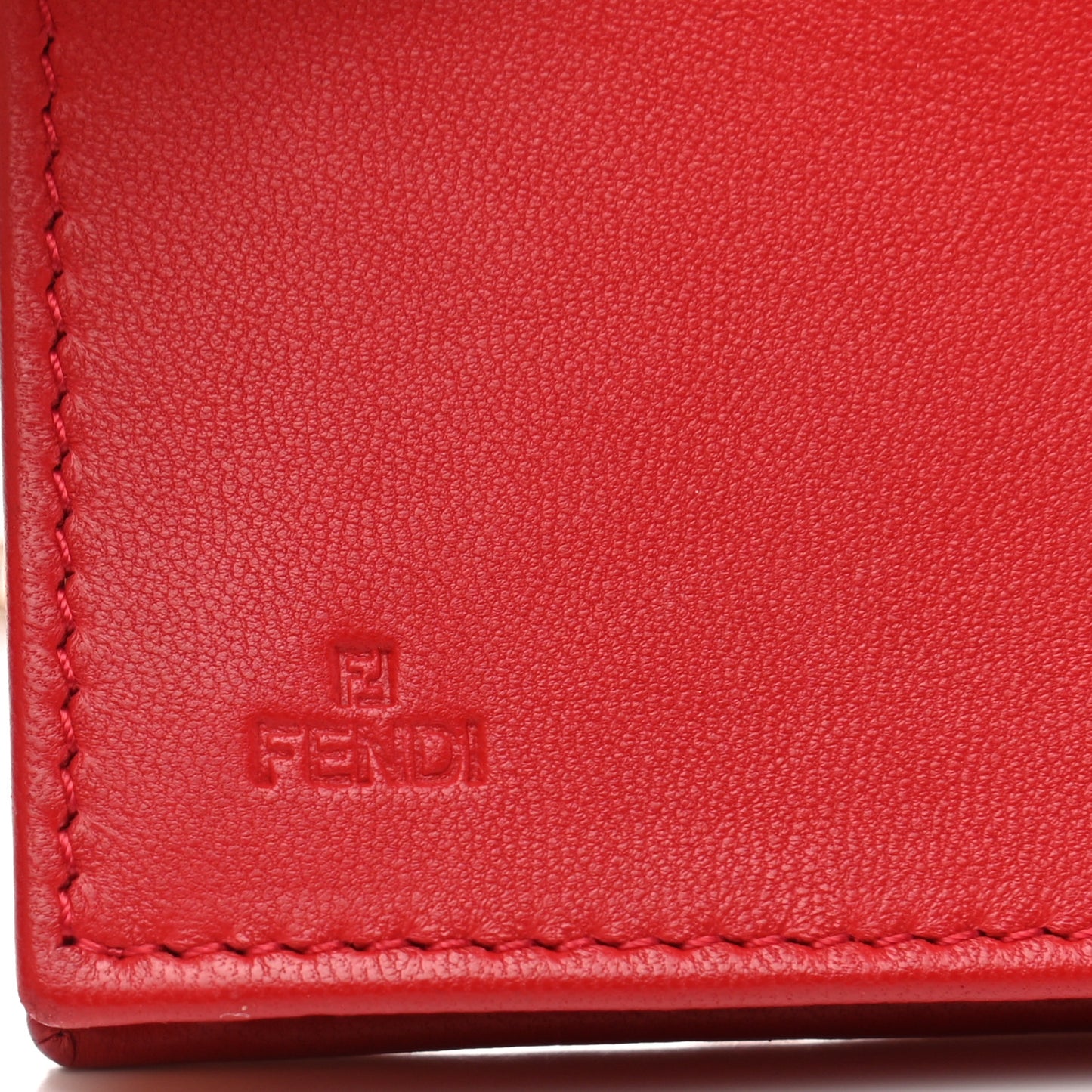 Nappa Logo Embossed Long Wallet on Chain Rosso
