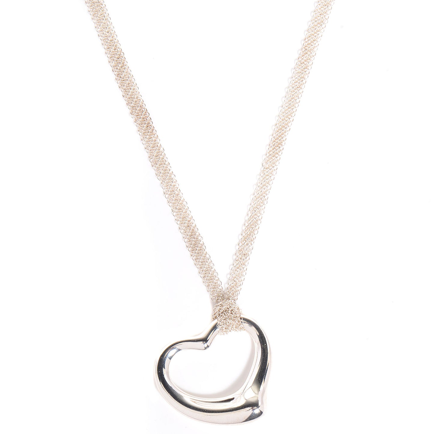 Sterling Silver Open Heart Mesh Necklace