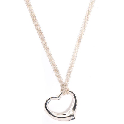 Tiffany Sterling Silver Open Heart Mesh Necklace 1 of 6