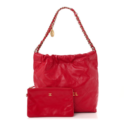 Chanel Shiny Calfskin Quilted Small Chanel 22 Red 3 of 12