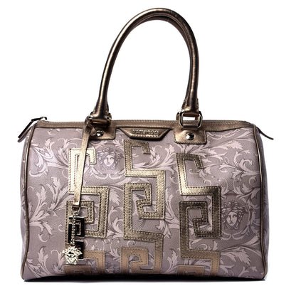Versace PVC Metallic Calfskin Barocco Printed Bowler Gold 1 of 4