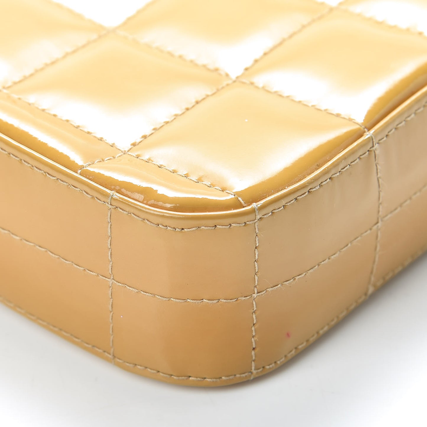 Patent East West Chocolate Bar Flap Beige