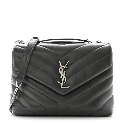 Saint Laurent Calfskin Y Quilted Monogram Small Loulou Chain Satchel Earth 1 of 13