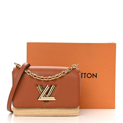 Louis Vuitton Calfskin Raffia Twist Shoulder Bag MM Caramel 13 of 13