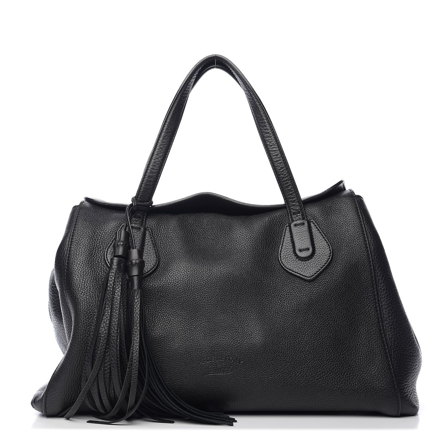 Gucci Pebbled Calfskin Lady Tassel Top Handle Bag Black 1 of 9