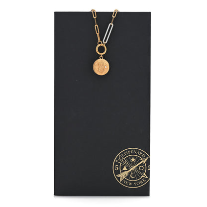 Foundrae 18K Yellow Gold Diamond Medium Karma Medallion Extended Open Clip Chain Necklace 6 of 6