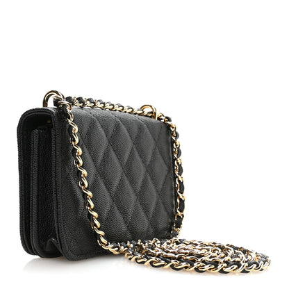 Chanel Caviar Quilted Pocket Twins Clutch With Chain  Black 2 of 11
