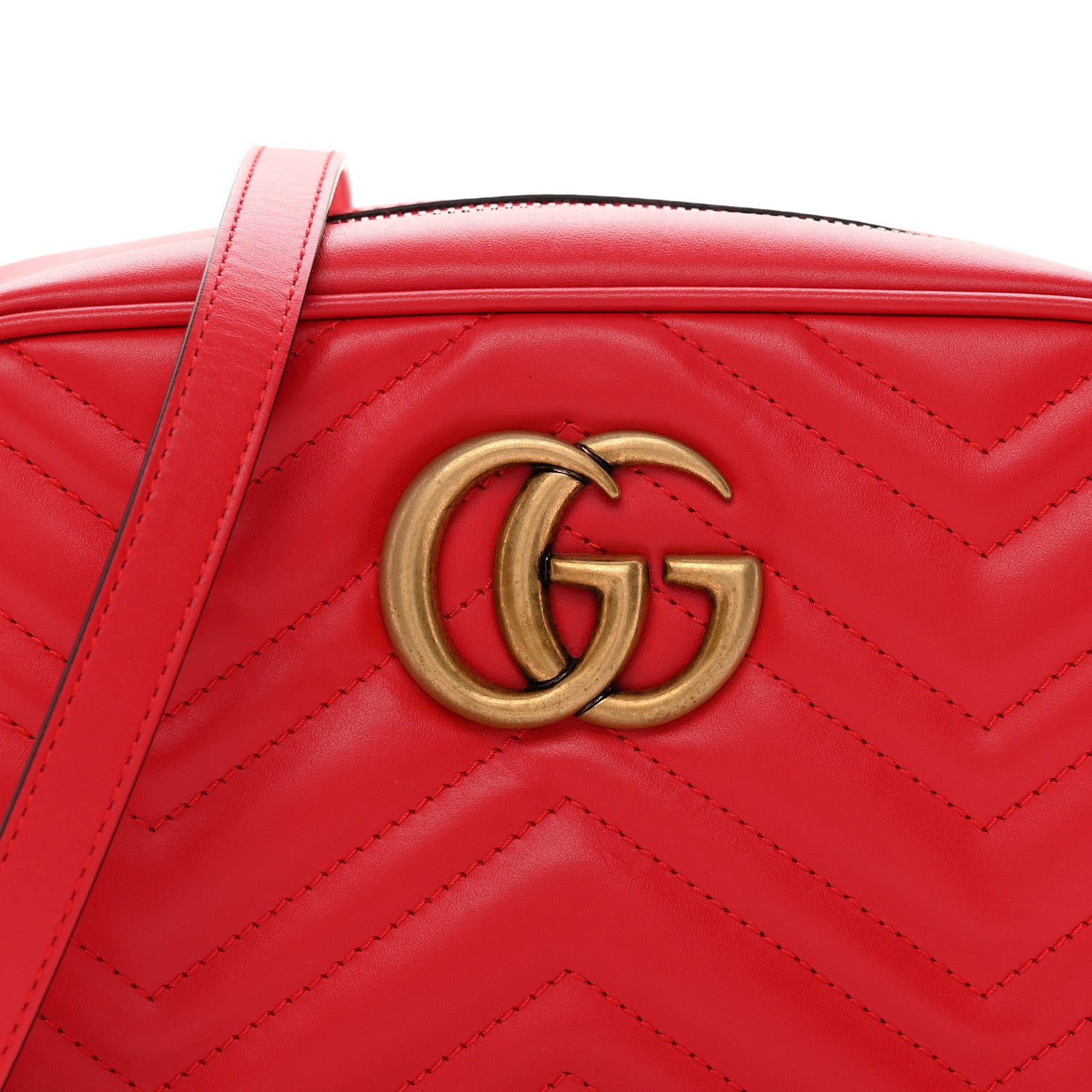 Gucci Calfskin Matelasse Small GG Marmont Chain Shoulder Bag Hibiscus Red 8 of 10