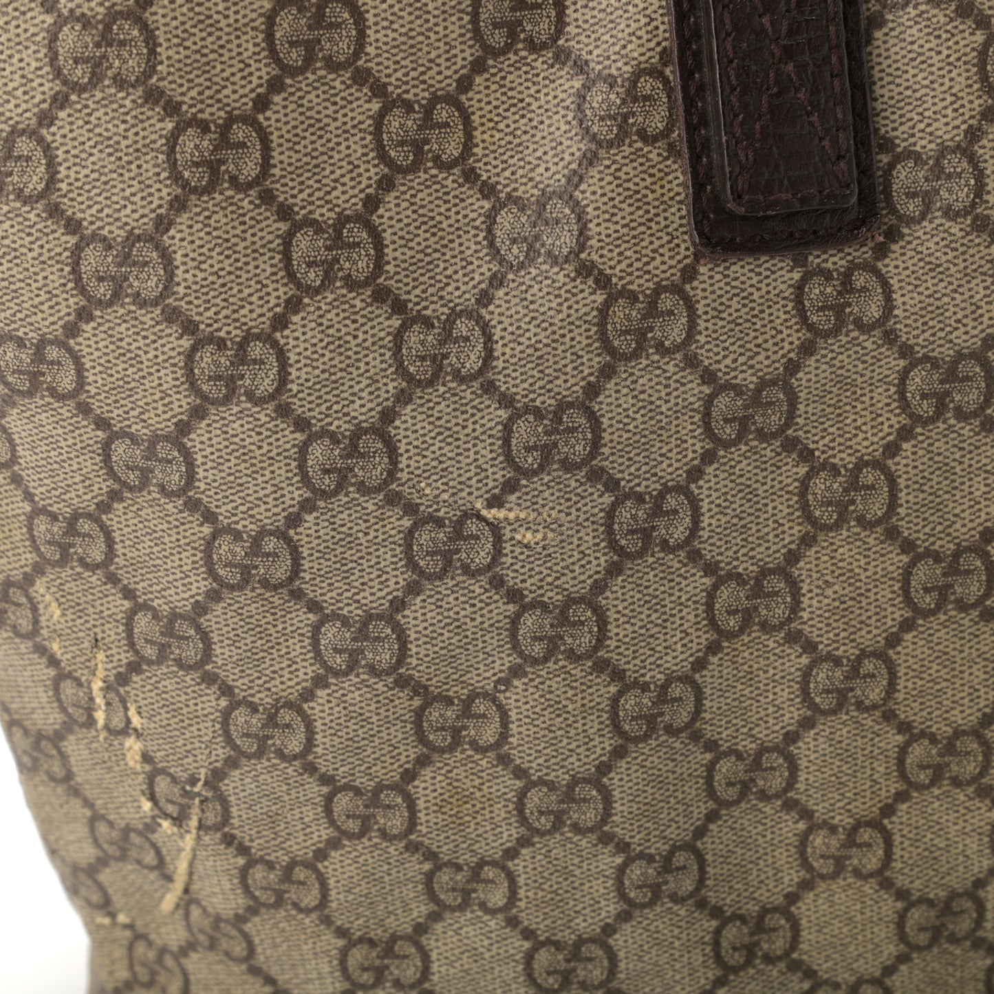 GG Plus Monogram Medium Zippered Shopping Tote Dark Brown