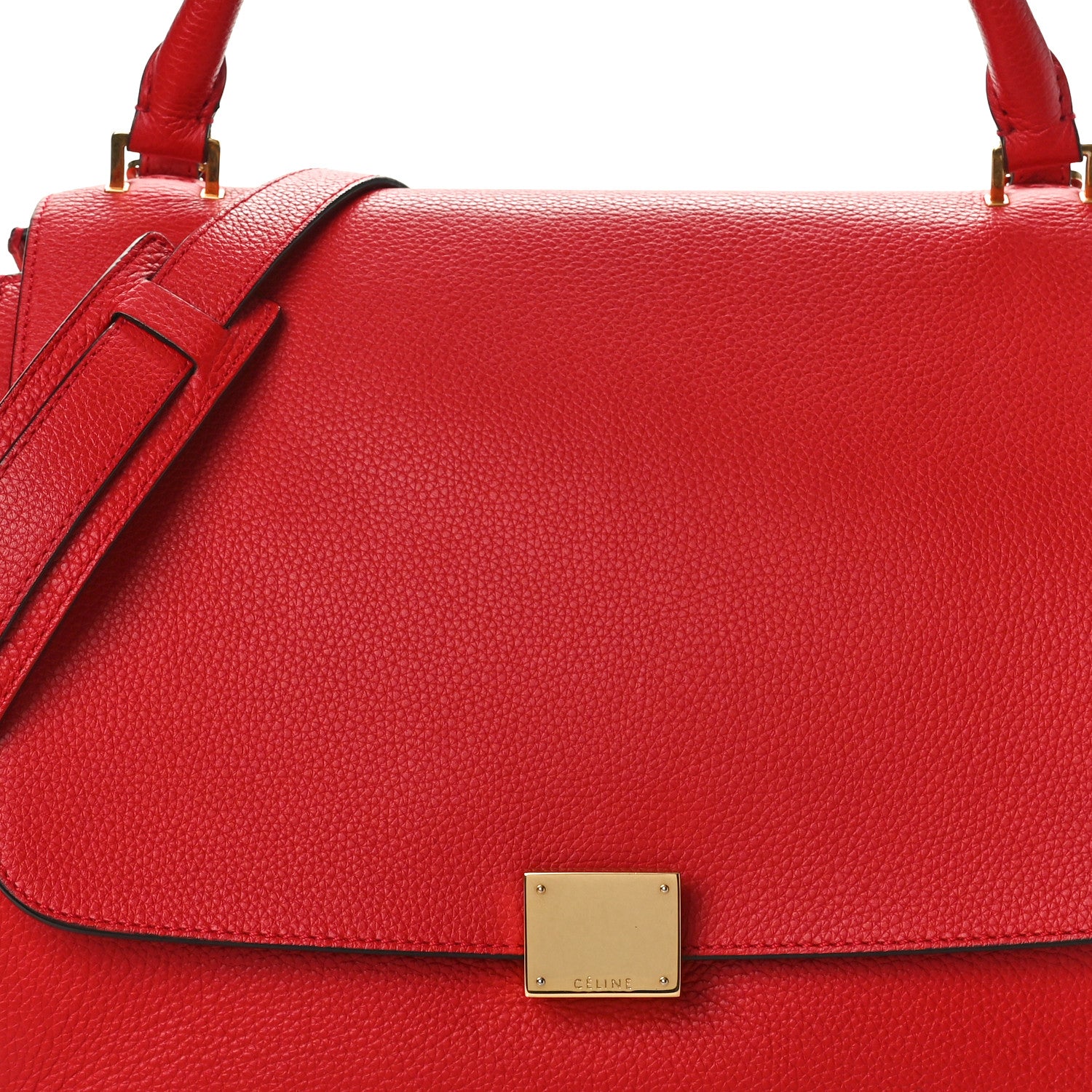 Celine Drummed Calfskin Suede Medium Trapeze Vermillion 7 of 9