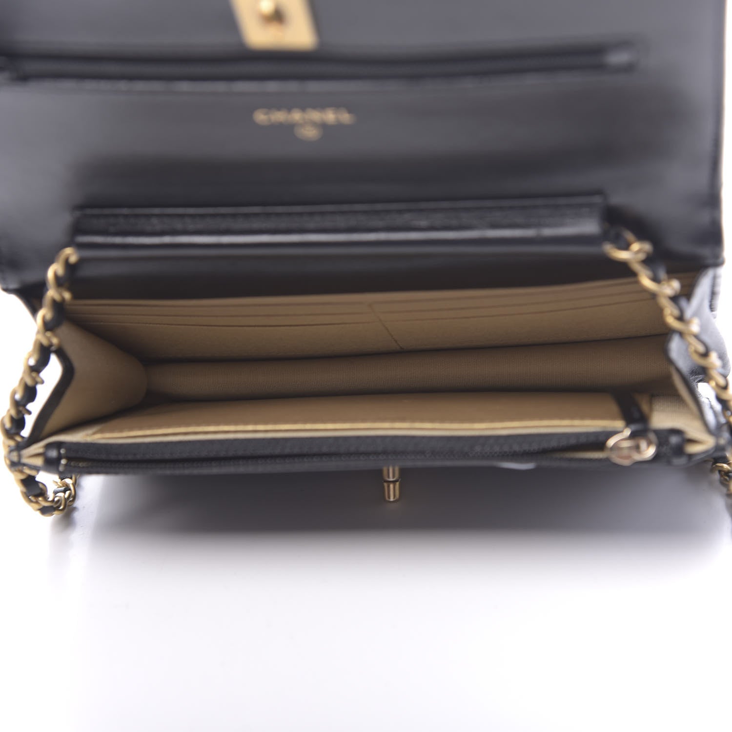 Chanel Lambskin Quilted CC Pearl Crush Wallet on Chain WOC Black 5 of 13