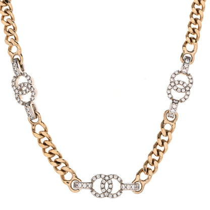 Chanel Crystal CC Chain Links Choker Necklace Gold 1 of 5