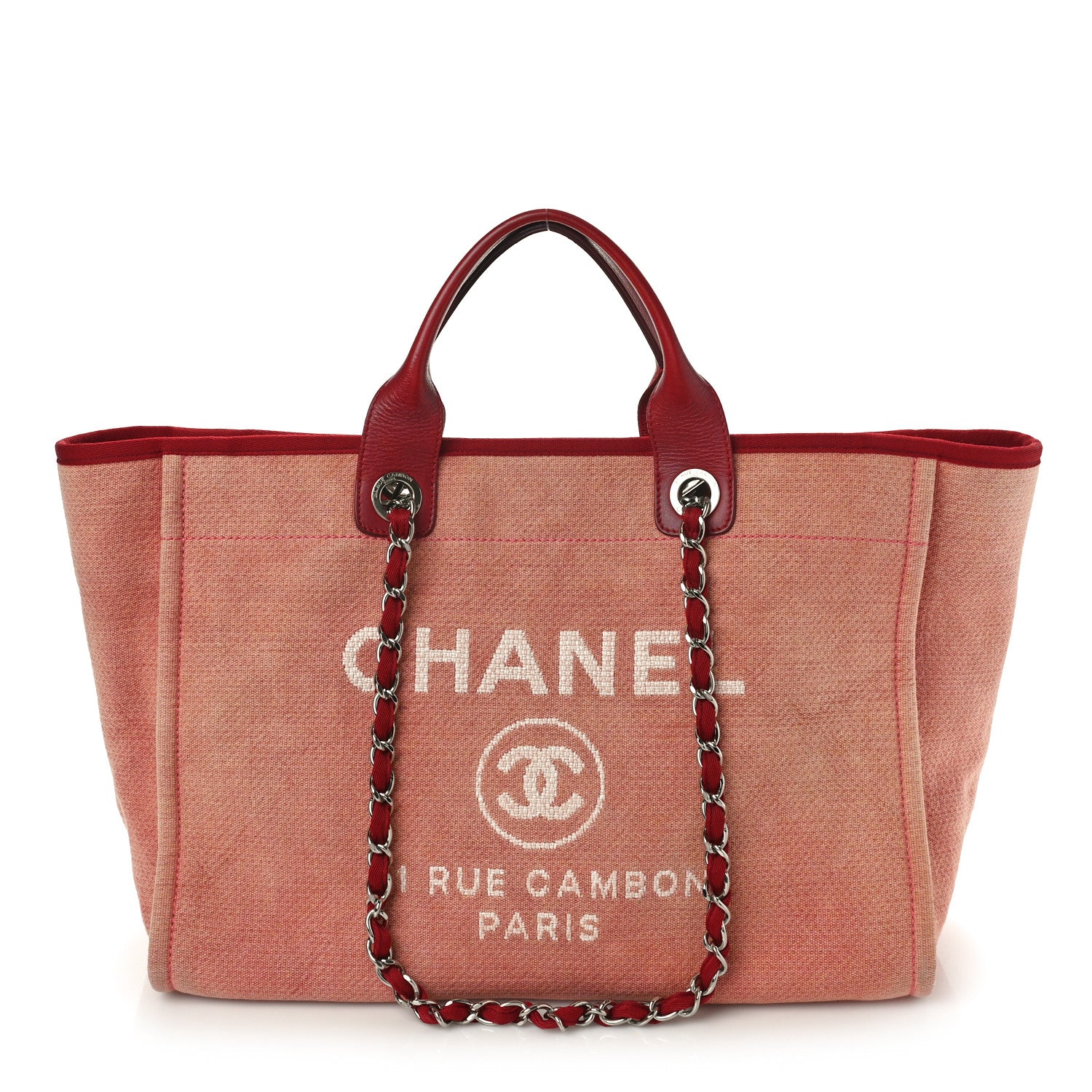 Chanel Canvas Medium Deauville Tote Red 1 of 16